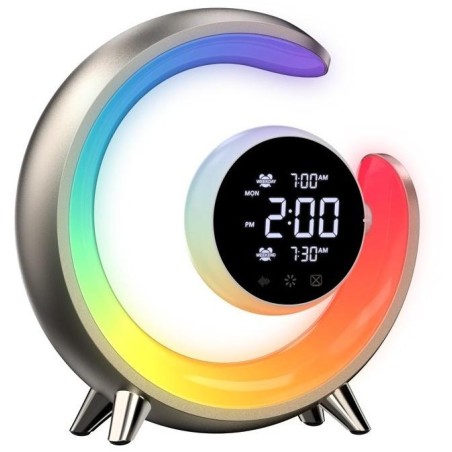 IMMAX LED noční lampička PEACOCK s hodinami/ RGB světlo/ 20W/ 400lm/ 5V/2,1A/ USB port/ zlatá