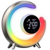 IMMAX LED night lamp PEACOCK with clock/ RGB light/ 20W/ 400lm/ 5V/2.1A/ USB port/ gold
