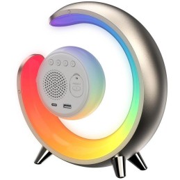 IMMAX LED noční lampička PEACOCK s hodinami/ RGB světlo/ 20W/ 400lm/ 5V/2,1A/ USB port/ zlatá