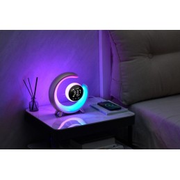 IMMAX LED noční lampička PEACOCK s hodinami/ RGB světlo/ 20W/ 400lm/ 5V/2,1A/ USB port/ zlatá