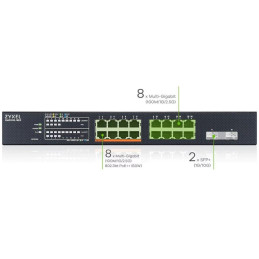 Zyxel XMG1915-18EP, 16-port 2.5GbE, 2 SFP+, 8 x PoE++ 180W  Smart Switch, hybird mode, standalone or NebulaFlex Cloud