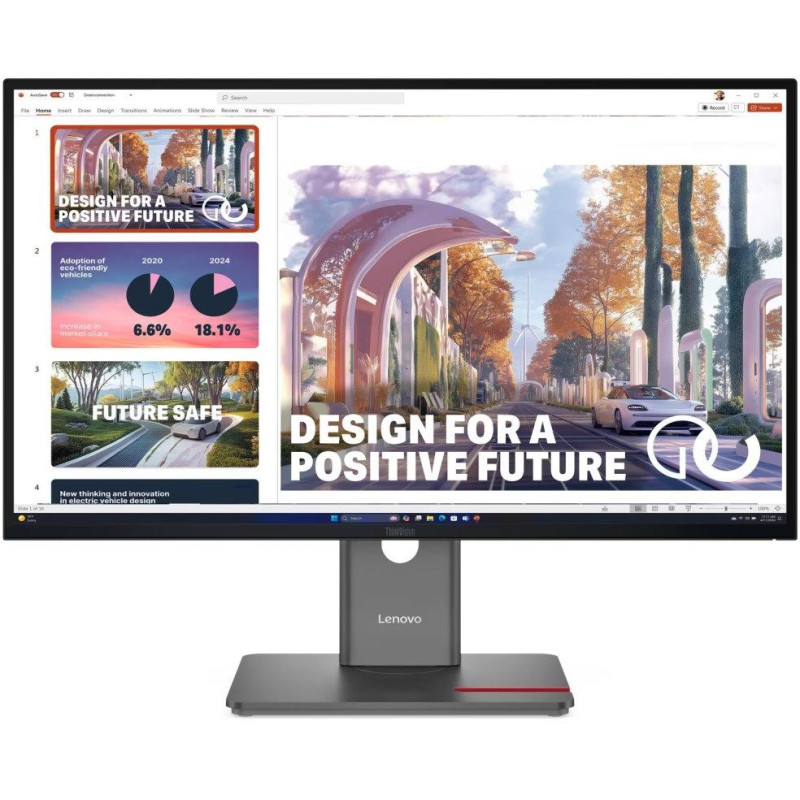 Lenovo P27QD-40/ 27"/ IPS/ 2560x1440/ 16:9/ 350cd/m2/ 1500:1/ 4ms/ HDMI/ DP/ USB/ USB-C/ LAN/ PIVOT