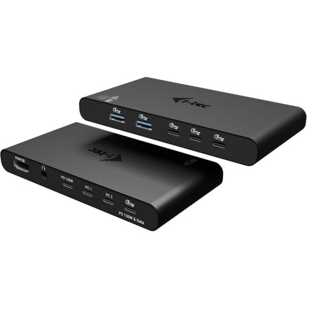 I-tec KVM dokovací stanice pro dva hositele, 4K HDMI, 3x USB-C, 2x USB-A, Power Delivery 2x 100W