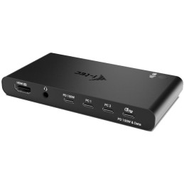 I-tec KVM dokovací stanice pro dva hostitele, 4K HDMI, 3x USB-C, 2x USB-A, Power Delivery 2x 100W