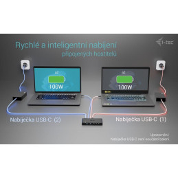 I-tec KVM dokovací stanice pro dva hostitele, 4K HDMI, 3x USB-C, 2x USB-A, Power Delivery 2x 100W