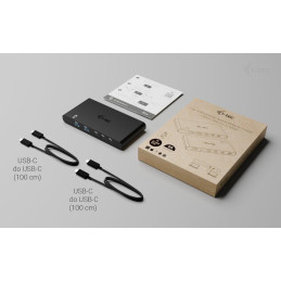 I-tec KVM dokovací stanice pro dva hostitele, 4K HDMI, 3x USB-C, 2x USB-A, Power Delivery 2x 100W