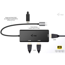 I-tec USB-C Triple 4K HDMI video adaptér, Power Delivery 100W