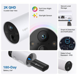 TP-Link Tapo C420 - venkovní Wire-Free 4Mpx Security kamera, Full-Color, audio, IR15m, IP65