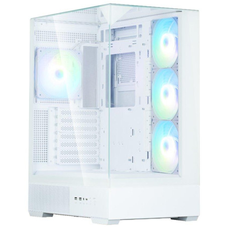 Zalman skříň P40 Prism Plus / midT / 4x120mm ARGB fan / 2xUSB 3.0 / USB-C / panoramatická / bílá