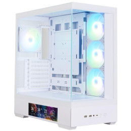 Zalman skříň P40 DS / ATX / 4x120mm ARGB fan / 2xUSB 3.0 / USB-C / displej / panoramatická / bílá