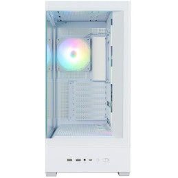 Zalman skříň P40 DS / ATX / 4x120mm ARGB fan / 2xUSB 3.0 / USB-C / displej / panoramatická / bílá