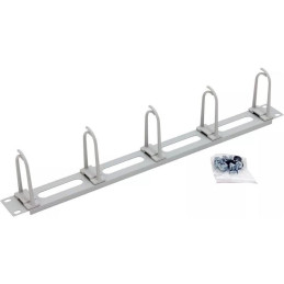 Triton 19" vyvazovací panel 1U,6xháček velký zacvak.pro čtver.otvor9x9,ovál.díry, RAL7035