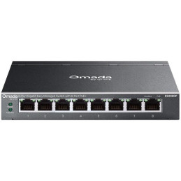 TP-Link ES208GP, Omada 8-Port Gigabit Easy Managed Switch, 8x GLAN PoE+, 64W PoE budget