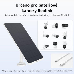 Reolink Solar Panel 3 pro bateriové Reolink kamery, 12W, USB-C, bílý