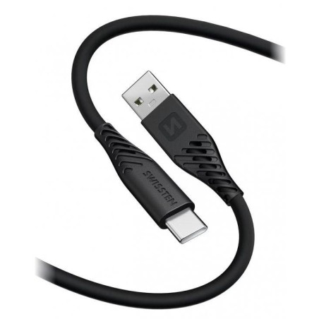 Swissten Datový kabel SOFT SILICONE USB / USB-C 1,5 M 60W ČERNÝ