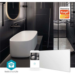 NEDIS Wi-Fi chytrý infračervený topný panel/ 700W/ 120 x 620 x 240 mm/ nastavení teploty/ termostat/ IP44/ DO/ bílý
