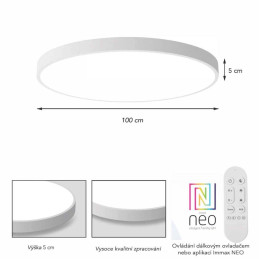 IMMAX NEO LITE SEMPLICI SMART stropní svítidlo, BEACON, 100cm, 128W, 9088lm, bílé, Wi-Fi, TUYA