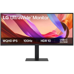 LG monitor 34U650A-B zakřivený IPS 34"/3440x1440/100Hz/300cdm/5ms/1500:1/DP/HDMI/USB-C PD 96W/LAN/repro/výš.nastavitelný