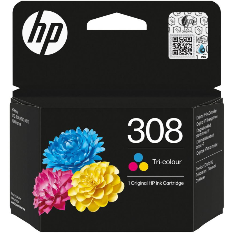 HP 308 Tříbarevná originální inkoustová kazeta