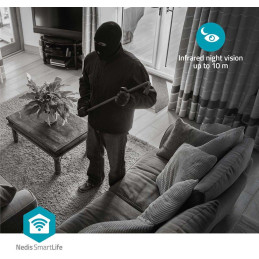 NEDIS IP kamera/ vnitřní/ Wi-Fi/ 3Mpix/ 1296p/ náklon/ Onvif/ detekce pohybu/ noční vidění 10m/ bílá