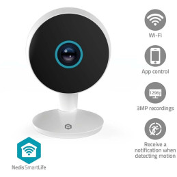 NEDIS IP kamera/ vnitřní/ Wi-Fi/ 3Mpix/ 1296p/ Onvif/ detekce pohybu/ noční vidění 10m/ bílá