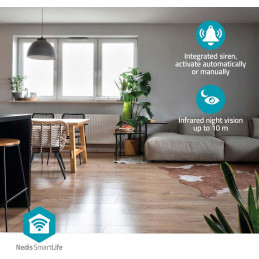 NEDIS IP kamera/ vnitřní/ Wi-Fi/ 3Mpix/ 1296p/ Onvif/ detekce pohybu/ noční vidění 10m/ bílá