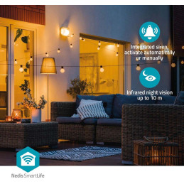 NEDIS IP kamera/ venkovní/ IP65/ Wi-Fi/ Reflektor/ 3Mpix/ 1296p/ Onvif/ detekce pohybu/ noční vidění 10m/ bílá