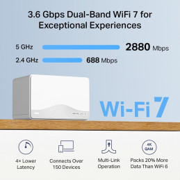 TP-Link Mercusys Halo H25BE(2-pack) WiFi systém, WiFi 7, BE3600, 3x GWAN/GLAN, 2ks v balení