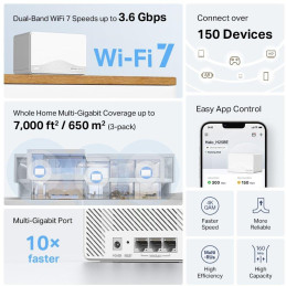 TP-Link Mercusys Halo H25BE(3-pack) WiFi systém, WiFi 7, BE3600, 3x GWAN/GLAN, 3ks v balení