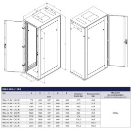 Triton 19" rozvaděč stojanový 15U/600x1000 RAL7035, šedá