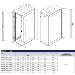 Triton 19" rozvaděč stojanový 18U/600x1000 RAL7035, šedá