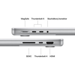 Apple MacBook Pro 14' (2025) / M5 / 10C CPU / 10C GPU / 24GB RAM / 1TB SSD / Stříbrný