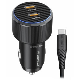 Swissten  Cl Adaptér 2X Usb-C Pd, 50W Černý + Kabel Usb-C / Usb-C, 1 M