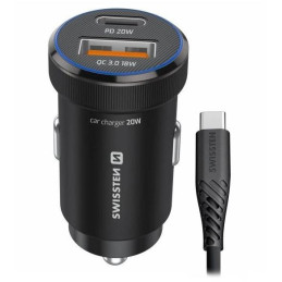 Swissten  Cl Adaptér Usb-C Pd + Usb-A, 20W Černý + Kabel Usb-C / Usb-C, 1 M