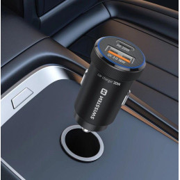 Swissten  Cl Adaptér Usb-C Pd + Usb-A, 20W Černý + Kabel Usb-C / Usb-C, 1 M