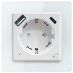 IMMAX NEO SMART vnitřní zásuvka Nexa bez kolíku (typ F)/ 16A/ 1x USB/ 1x USB-C/ PD 20W/ Wi-Fi/ LIDL/ TUYA