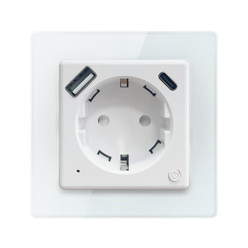 IMMAX NEO SMART vnitřní zásuvka Nexa bez kolíku (typ F)/ 16A/ 1x USB/ 1x USB-C/ PD 20W/ Wi-Fi/ LIDL/ TUYA