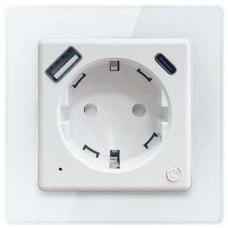 IMMAX NEO SMART vnitřní zásuvka Nexa bez kolíku (typ F)/ 16A/ 1x USB/ 1x USB-C/ PD 20W/ Wi-Fi/ LIDL/ TUYA