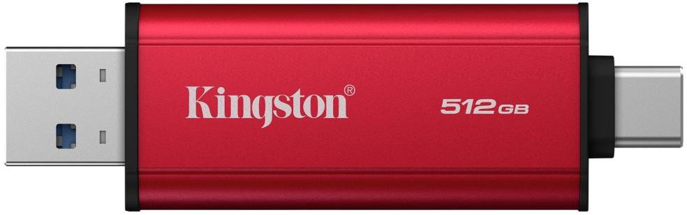KINGSTON Dual Portable SSD 512GB SSD / externý SSD / USB type A + C / USB 3.2 Gen 2x2 / čierno-červený