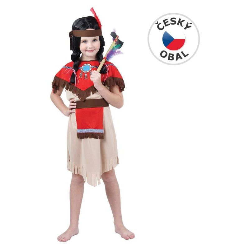 Kostým na karneval - Indiánka s čelenkou, 120-130 cm