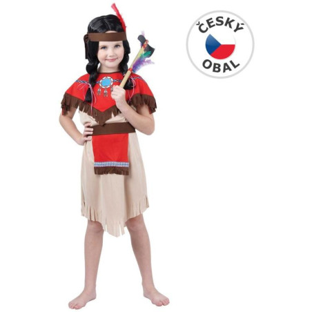 Kostým na karneval - Indiánka s čelenkou, 120-130 cm