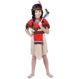 Kostým na karneval - Indiánka s čelenkou, 120-130 cm