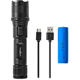 NEDIS LED svítilna/ napájení z baterie/ 3,7 V DC/ 10 W/ 1000 lm/ dosah 110 m/ černá