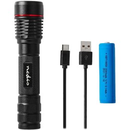 NEDIS LED svítilna/ napájení z baterie/ 3,7 V DC/ 10 W/ 1000 lm/ dosah 200 m/ černá