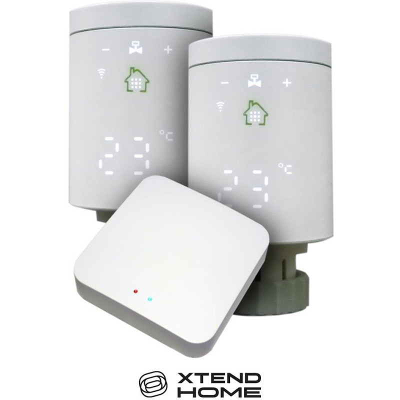 Xtend Home Tuya chytrý set brána Zigbee + 2x termostatická hlavice dispej na boku