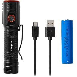 NEDIS LED svítilna/ napájení z baterie/ 3,7 V DC/ 20 W/ 2000 lm/ dosah 180 m/ černá