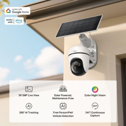 TP-Link Tapo C630 KIT otočná venkovní WiFi Kamera, 5MPx, 2880×1620, audio, IR 16m, SD, IP65, solar panel, 6700 mAh