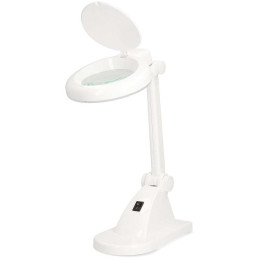 NEDIS zvětšovací stolní LED lampa/ čočka 3 + 12 dioptrií/ spotřeba 6 W/ teplota 6500 K/ světelný tok 400 lm/ bílá