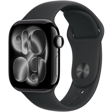 Apple Watch Series 11 Cellular 42mm Klavírně černý hliník s černým sportovním řemínkem - S/M