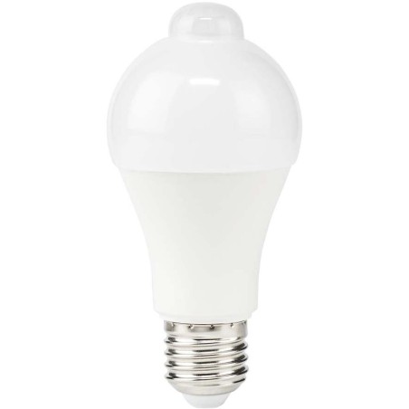 NEDIS LED žárovka E27/ A60/ 8,5 W/ 220 V/ 806 lm/ 3000 K/ teplá bílá/ detekce pohybu/ matná